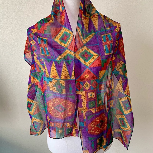 Colorful Geometric Pattern Scarf - Picture 1 of 5